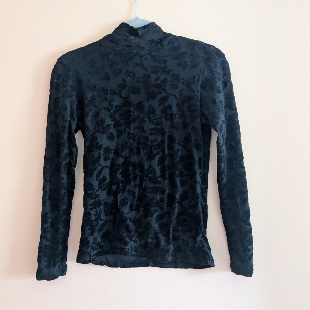 Vintage burnout mock neck long sleeve top
